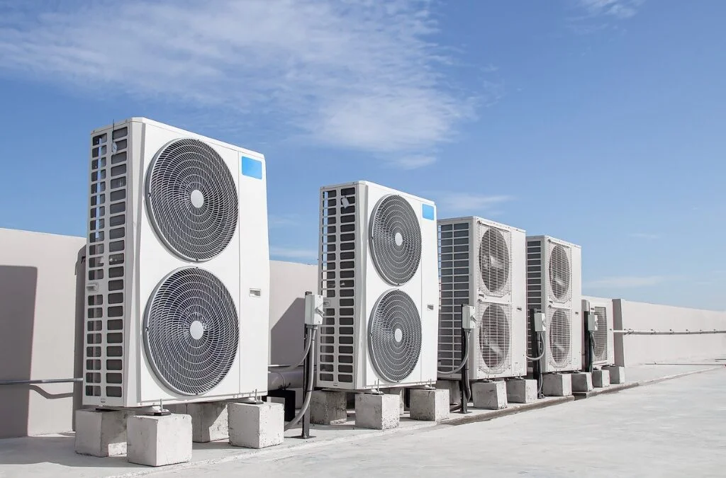 Rooftop AC units showcasing Commercial air conditioning solutions.